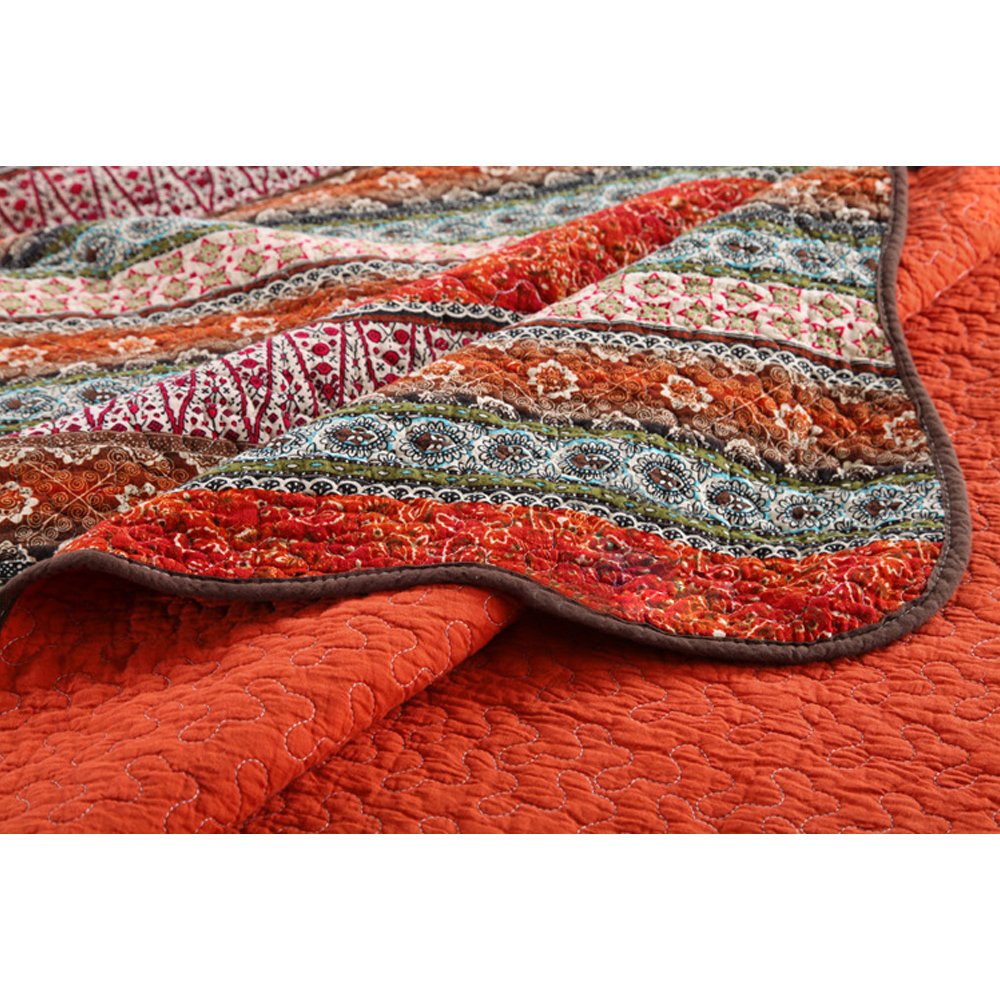 Striped Classical Cotton Patchwork Bedspread Quilt Sets