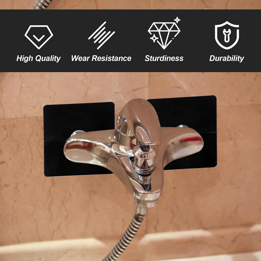 2PCS Shower Arm Flange, Plastic Square Escutcheon Plate Black Plates Self-Adhesive Plumbing Cover Plates for Covering