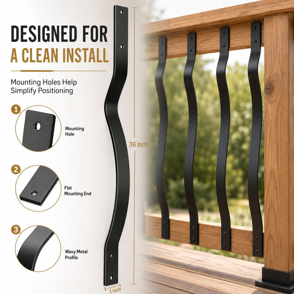 60 Pack Metal Deck Balusters, 36 inch Heavy Duty Deck Spindles with Screws
