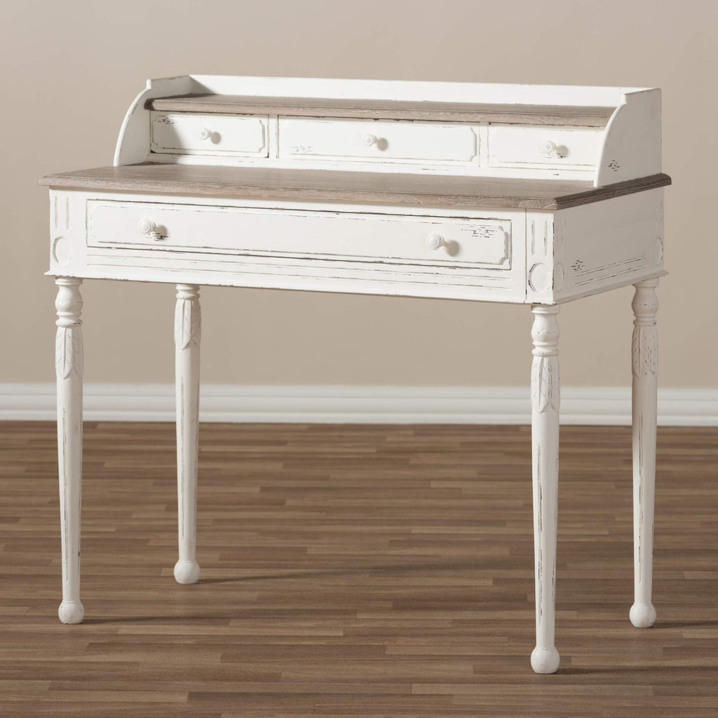 Anjou Traditional French Accent Writing Desk, White