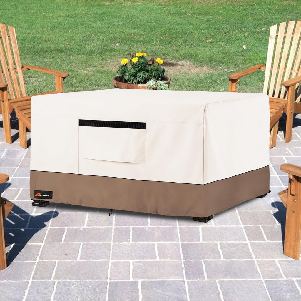 Pit Cover Rectangular, Outdoor Heavy Duty 600D 100% Waterproof Tear-Resistant 44 Inch Fire Table Cover Rectangle