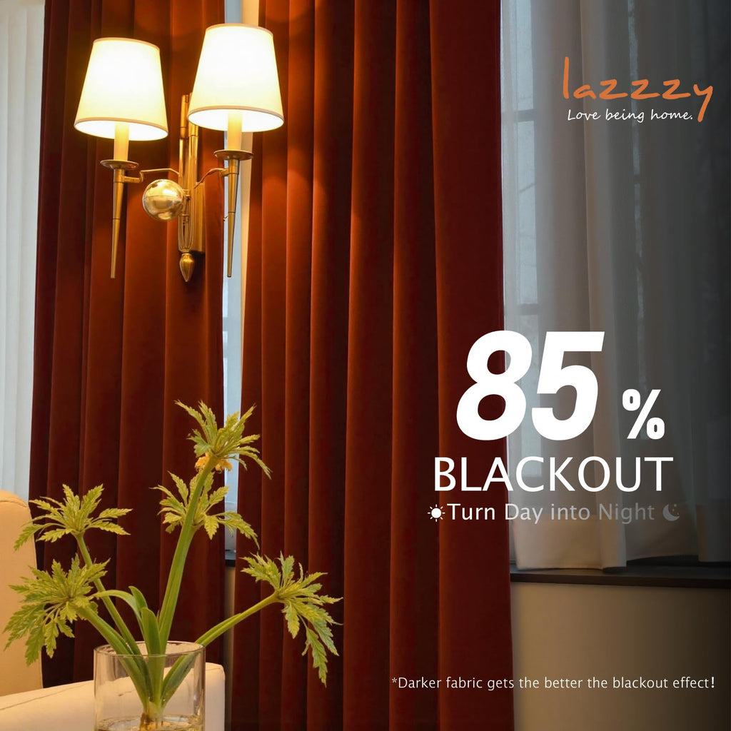 Blackout Rust Red Velvet Curtains Grommet 52×90 Inch 2 Panels