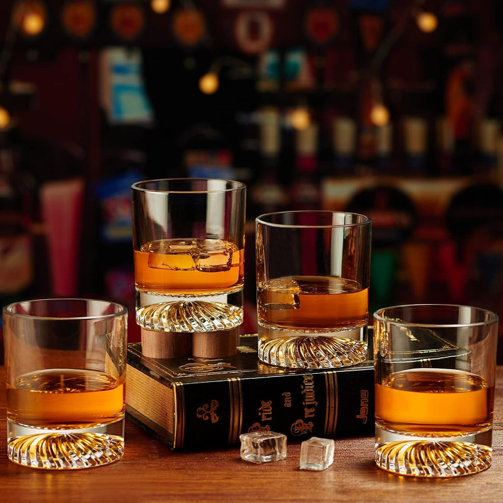 Whiskey Glasses Old Fashioned Glasses Set of 4 12oz Rocks Glasses Gift for Men Women Drinking Bourbon Scotch