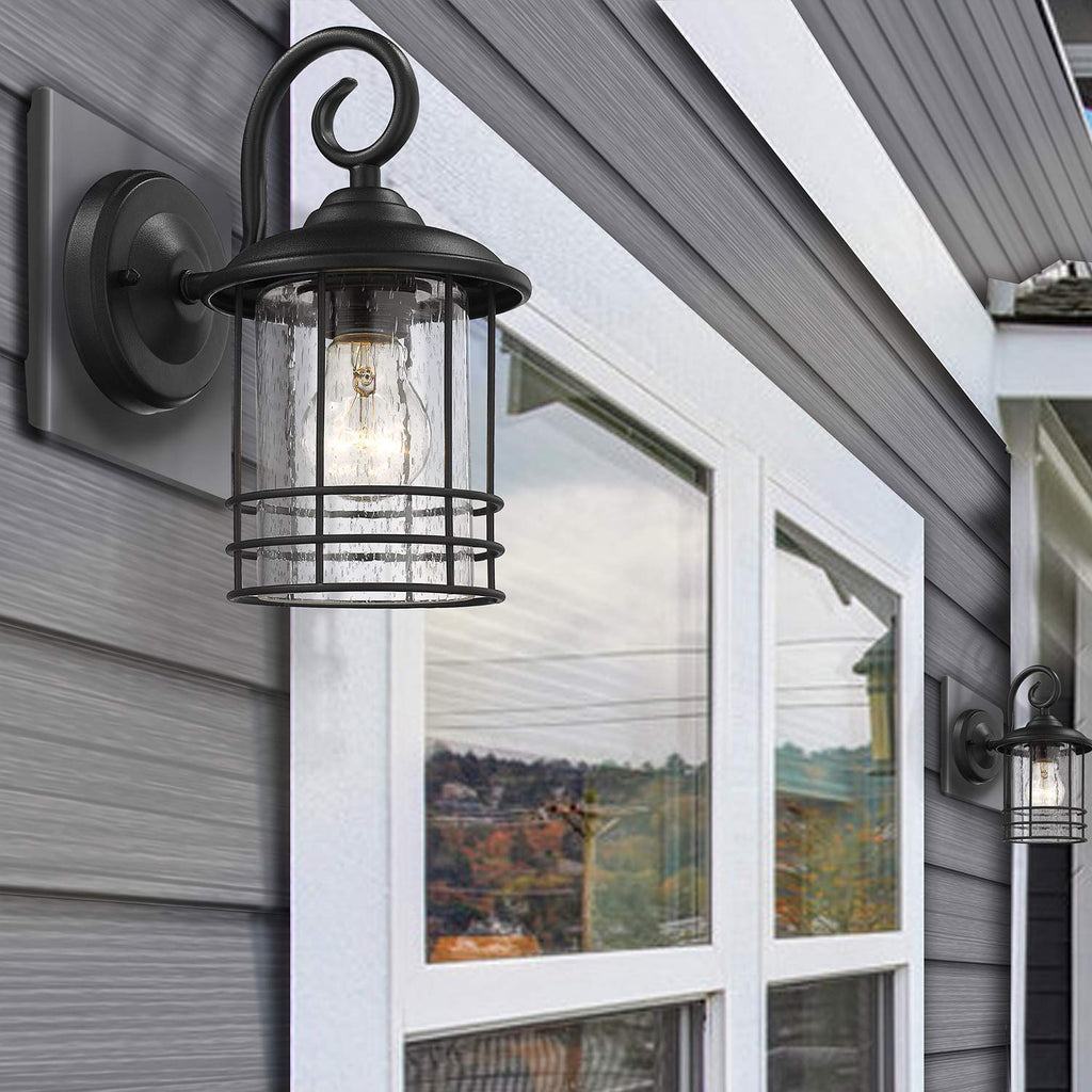 5.5" Wide Compact Narrow Farmhouse Matte Black Porch Light 2 Pack