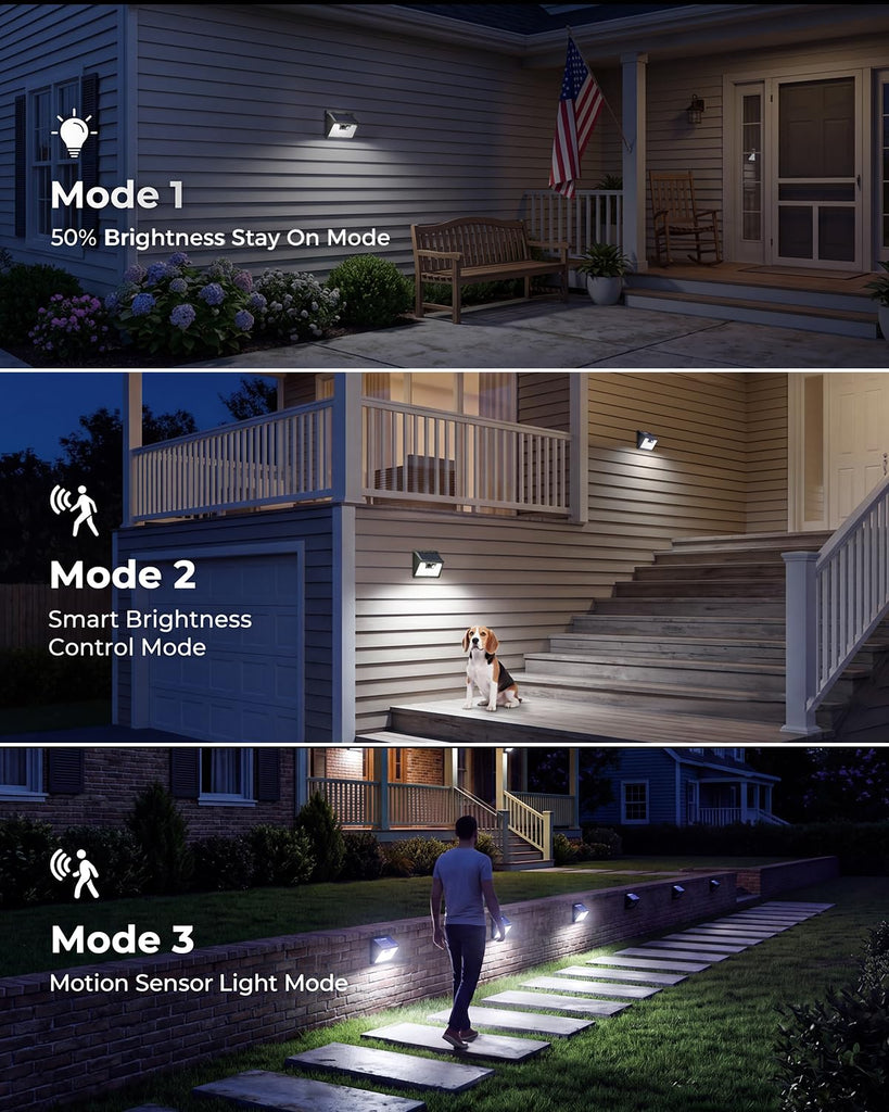 Solar Powered Lights Outdoor, 16Pack Motion Sensor Light Outside, IP65 Waterproof Fence Security Lighting with