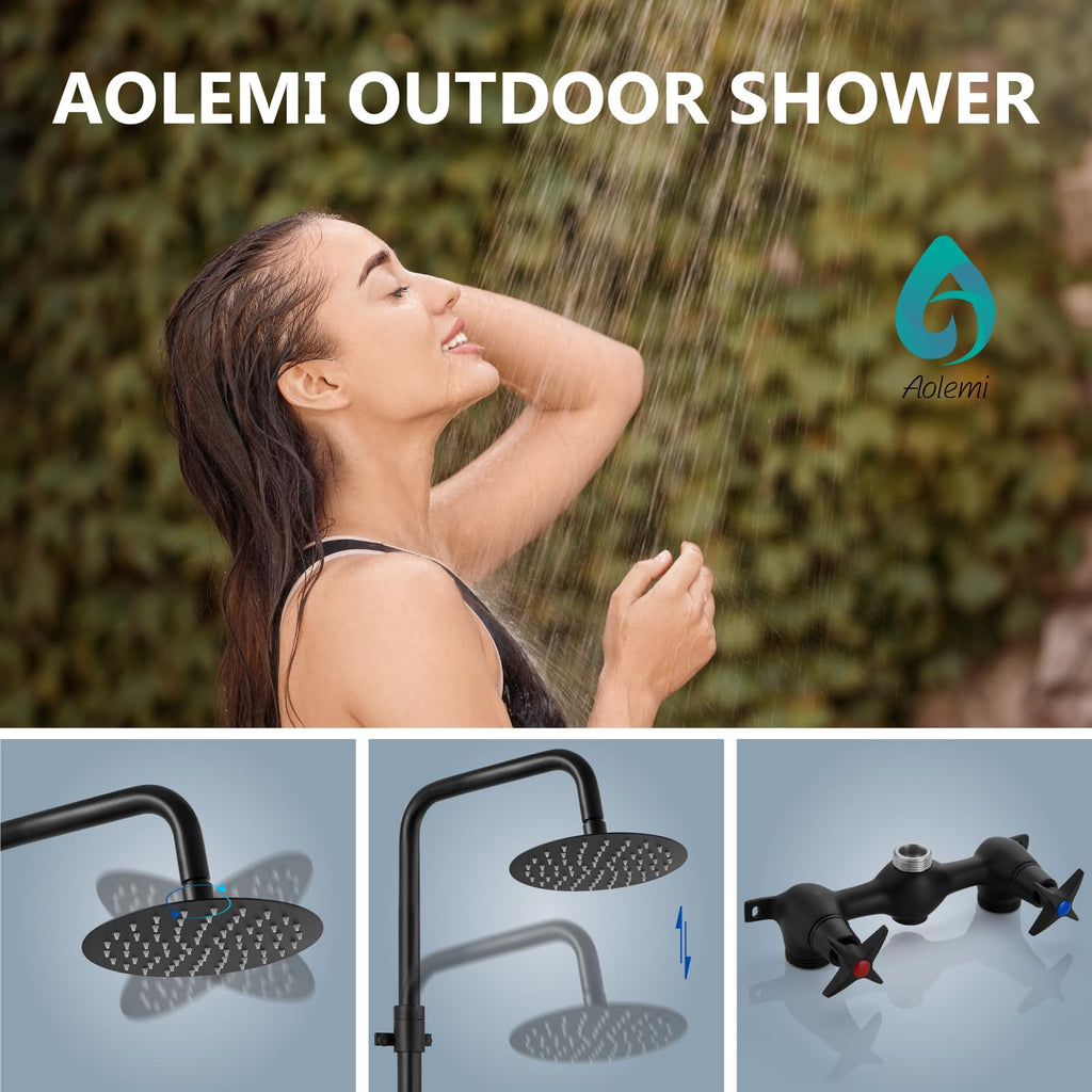 Outdoor Shower Kit 8 Inch Head,Matte Black