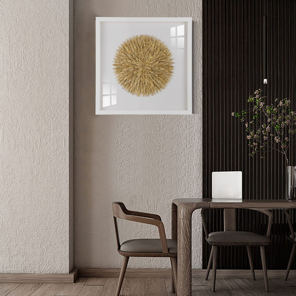 Gold Feather Artwork Paintings, 3D Canvas Art Wall Decor, Modern Wall Art Prints, Large Painting Wall Art With