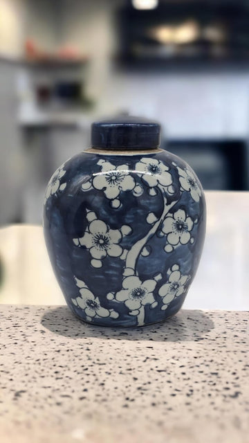 Blue and White Plum Blossom Porcelain Ginger Jar with Lid (LJ4)
