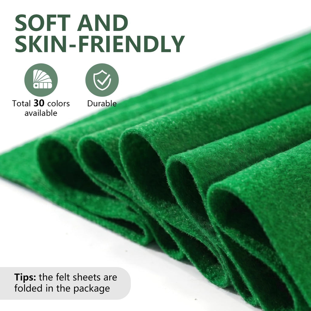 Emerald Green Soft Felt Sheet 36'' X 36'', 1.4mm Large Felt Fabric Sheet