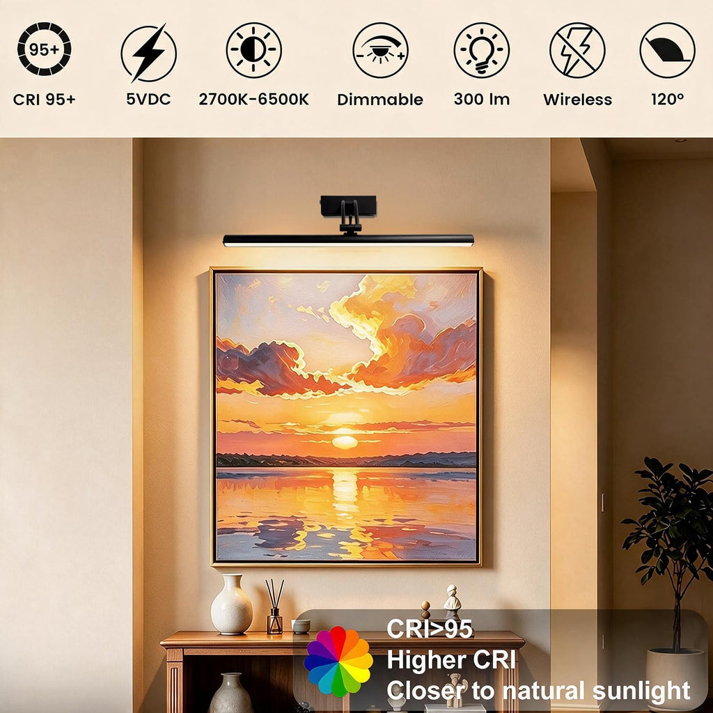 2 Pack Picture Lights for Wall Battery Operated, 16 inch Wireless Art Lighting for Painting, 6 Colors Picture Frame