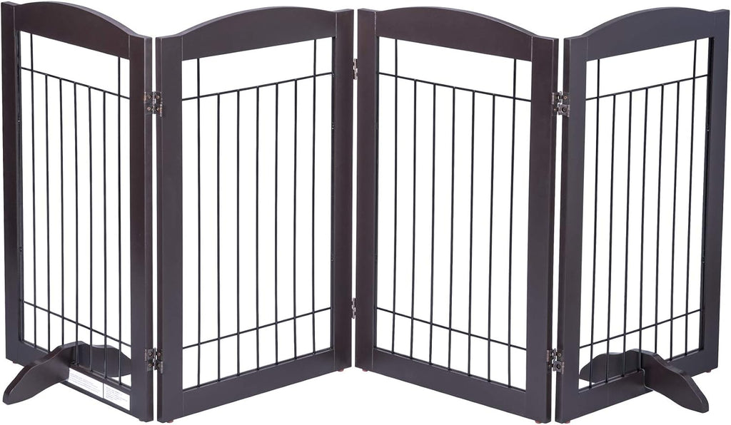 Free Standing Foldable Metal Pet Gate for Dog, 80" Extra Wide 30" H