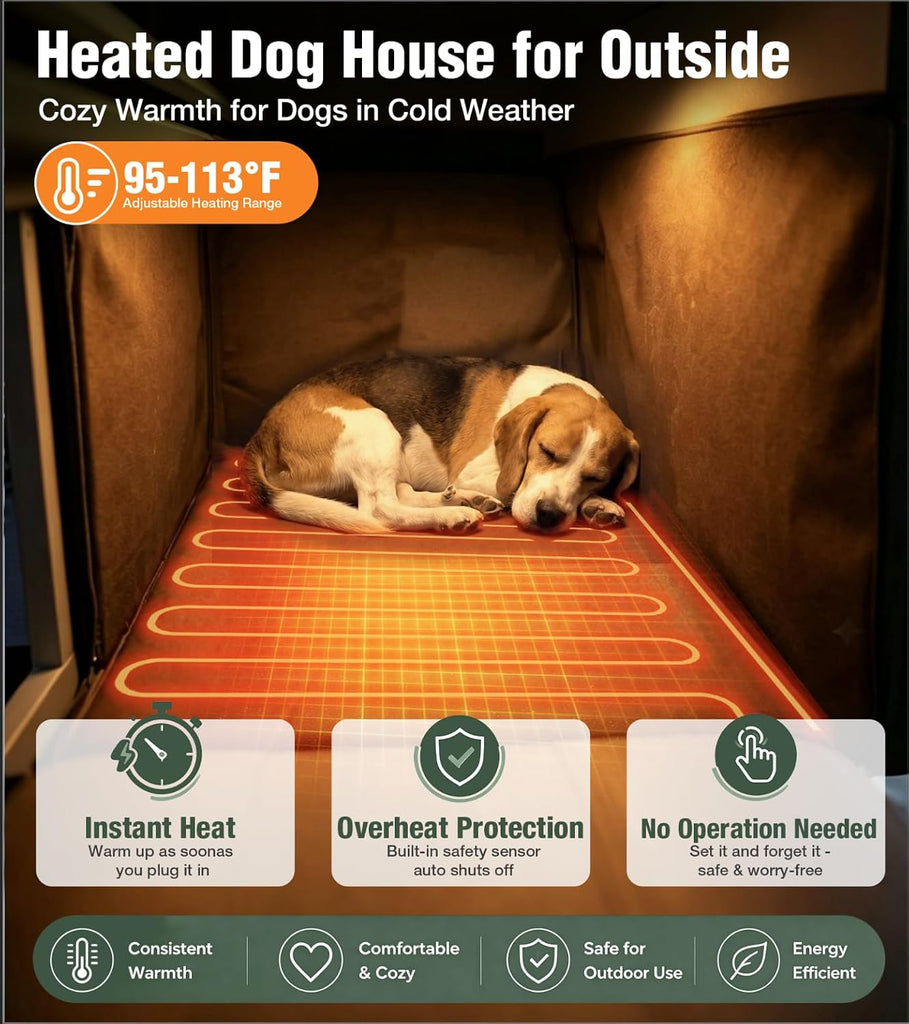 Heated Dog House for Outside Iron Frame Outdoor Shelter