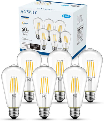 Clear ST21 LED Edison Light Bulb 7W=60W 800LM 2700K Warm White Bulb