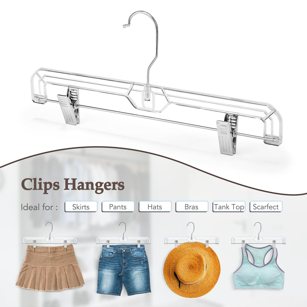 Heavy Duty Clear Pants Hangers 300 Pack, 14'' Skirt Hangers