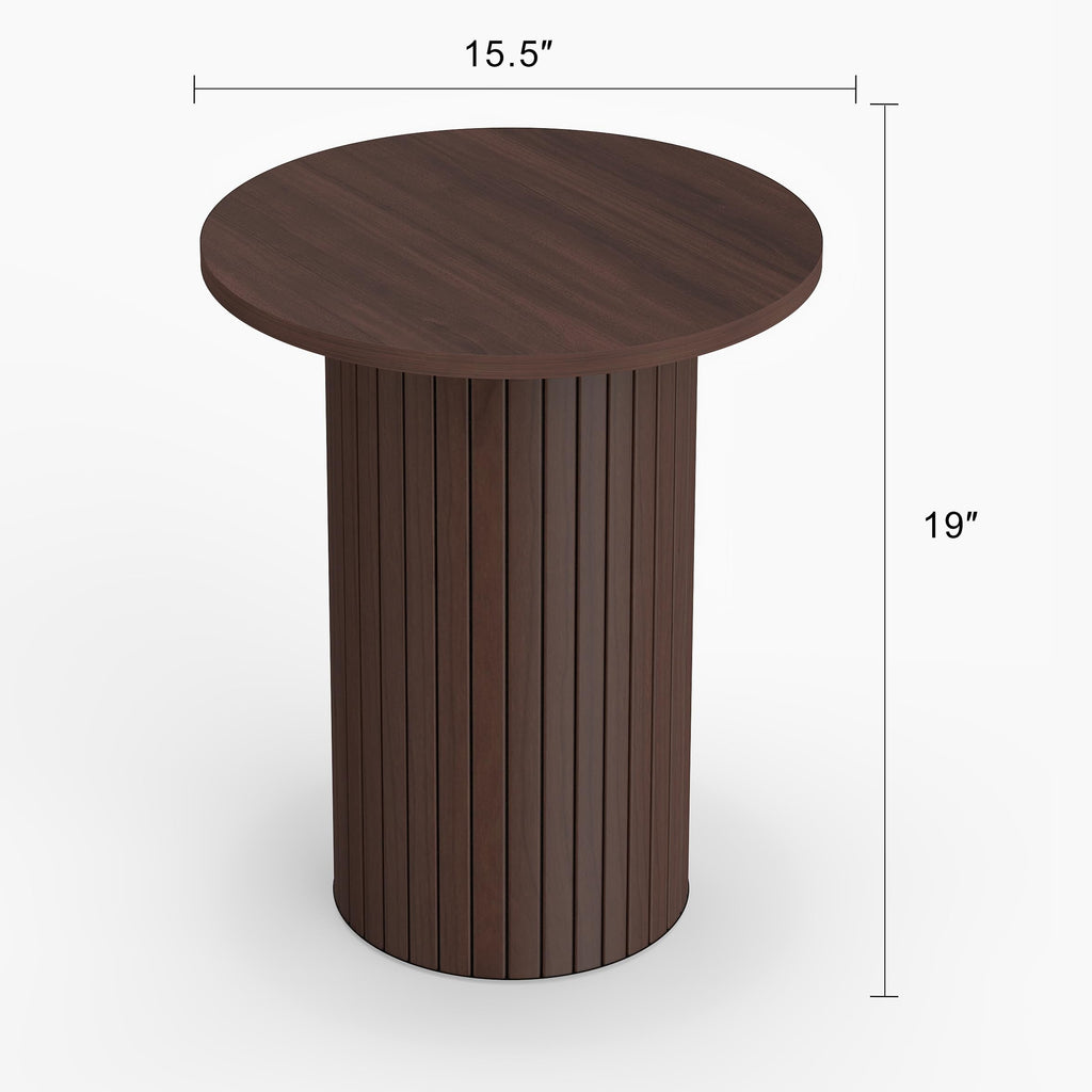 Round Side Table, Fluted Drum End Table, Tambour Accent Table