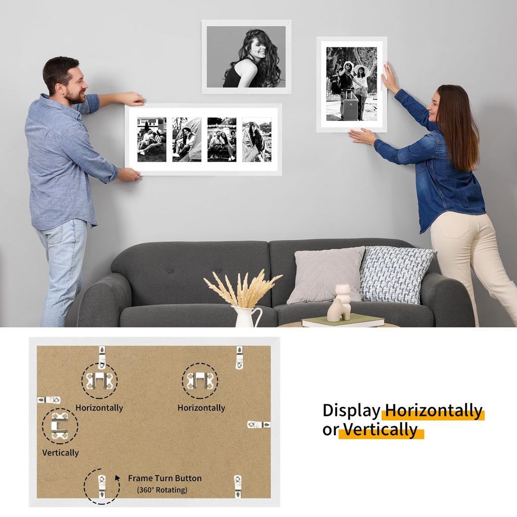 13x19 Solid Oak Wood Picture Frame, White, 1 Pack