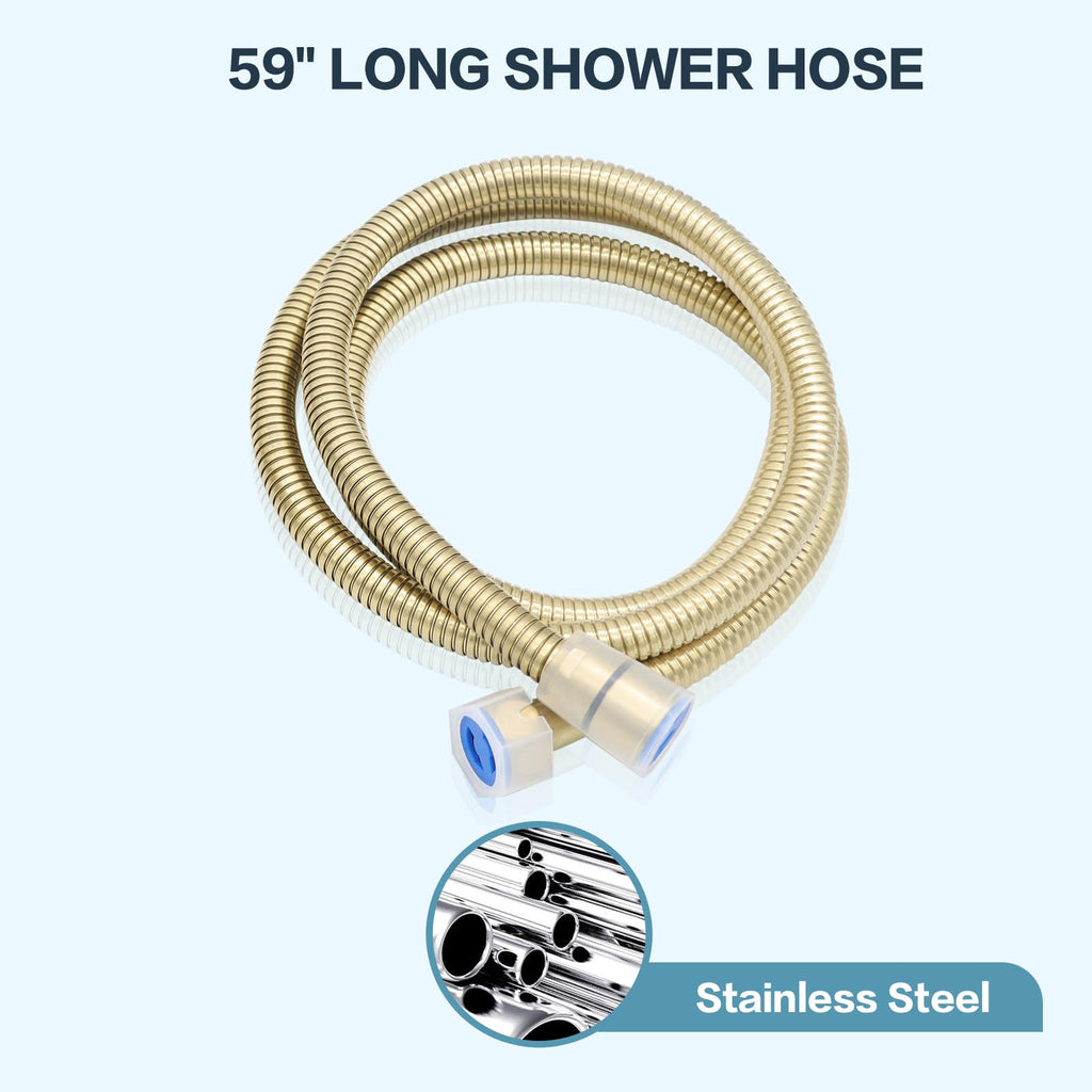 Vintage Hand-held Shower Rain Sprayer Telephone Shaped Ceramic Shower Head with 59 Inch Hose , Brushed Gold