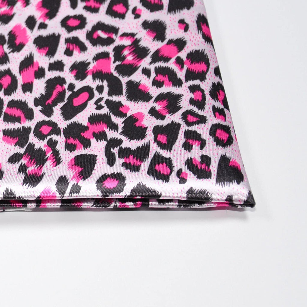 Yutone 59" Wide Satin Fabric, Leopard Skin Animal Print Design Creative Contemporary Artwork, 100% by The Yard(Pink)