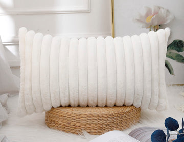 Faux Fur Decorative Lumbar Throw Pillow Covers 12 x 24, Long Boho Lumbar Pillow Covers Pillow Case Cushion Case for