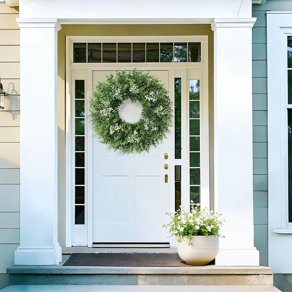 26'' Large Boxwood Wreath for Front Door Artificial Spring Wreath Boxwood Leaves Greenery Outdoor Door Wreaths