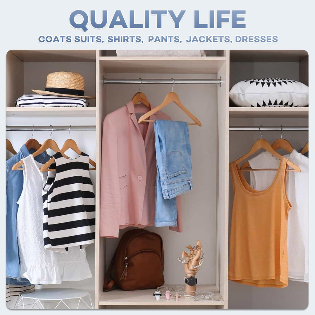 Wooden Hangers 100 Pack, Heavy Duty Wood Hangers for Coats, Suits