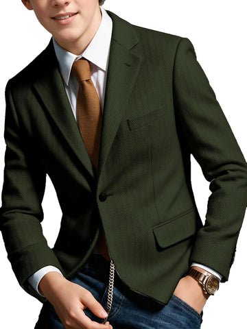 Boys Blazer Retro Tweed Sport Coat Boy Herringbone Jacket Green,5