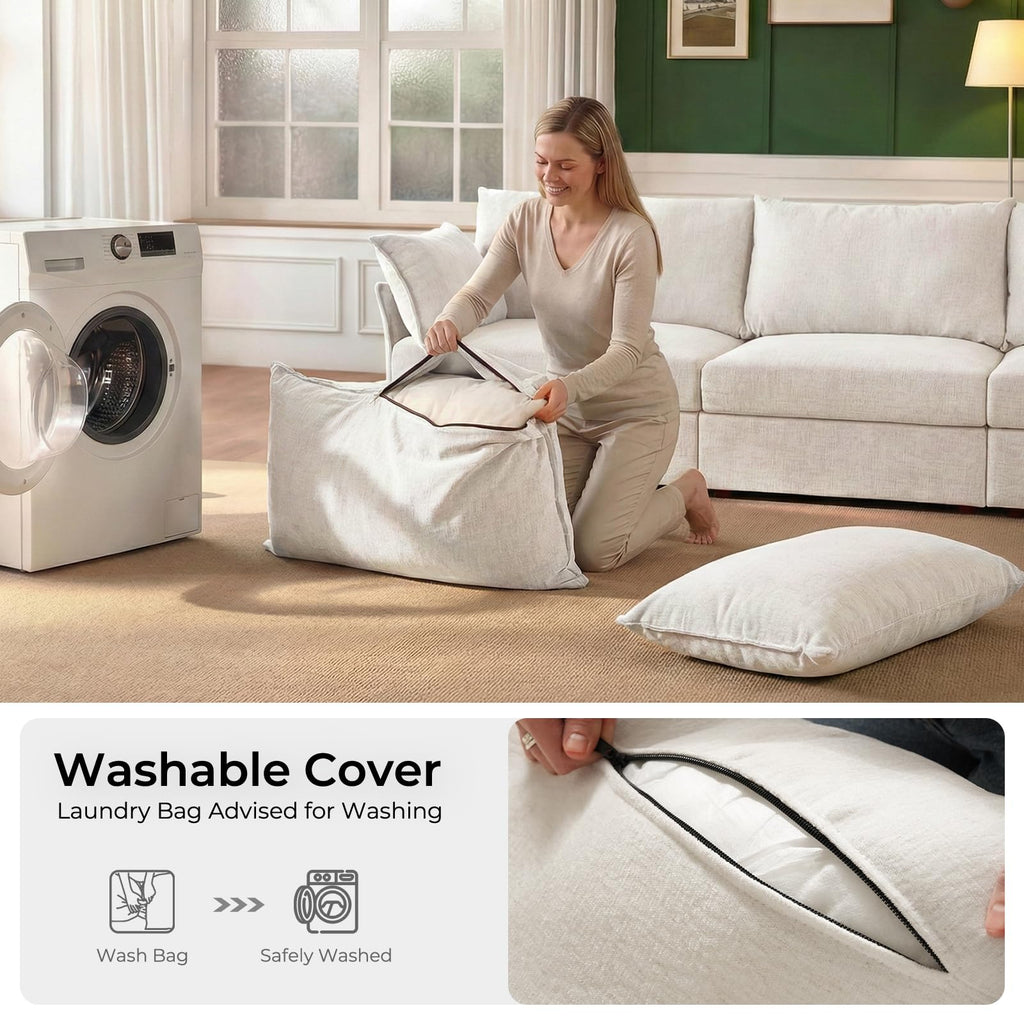 135.5" Oversized Modular Sectional Sofa, L Shaped Convertible Couch, Large 6 Seat Corner Couches Deep Seat White