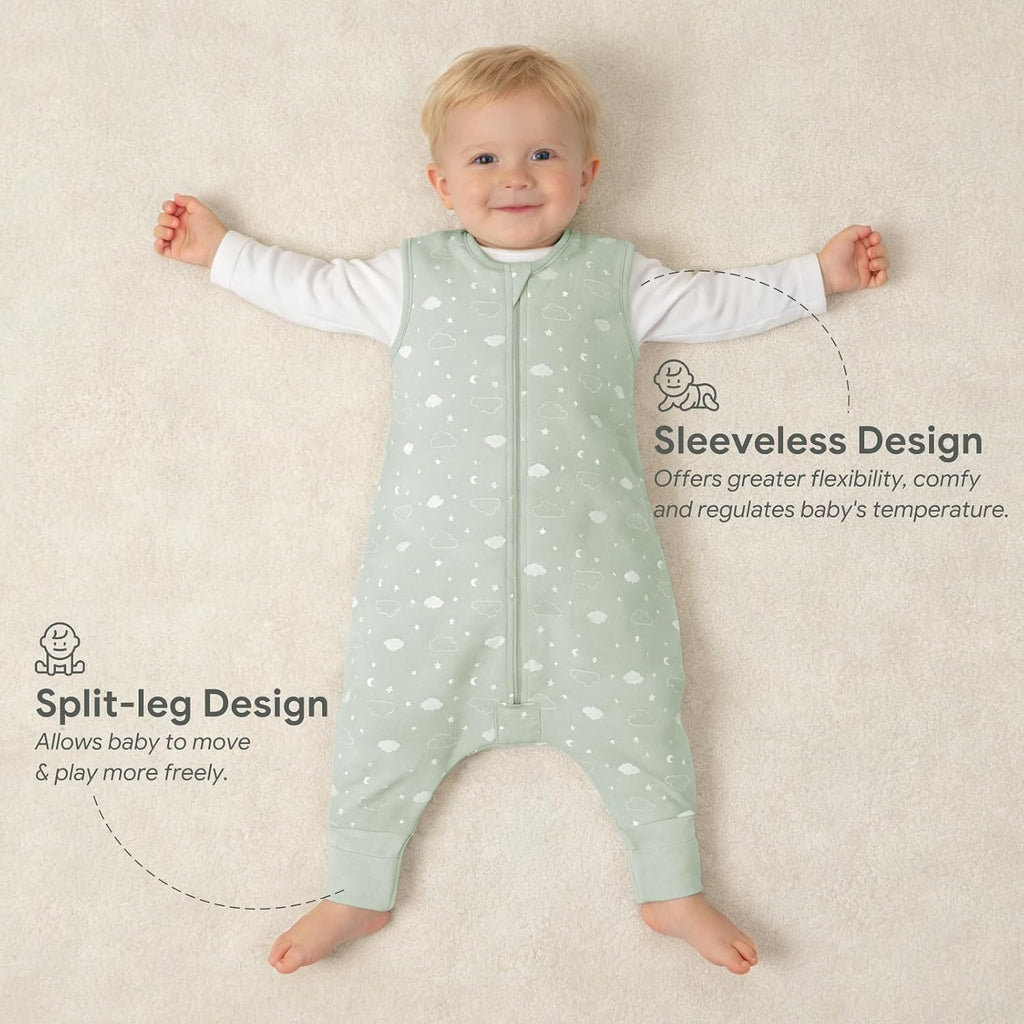 100% Organic Cotton Toddler Sleep Sacks 3 Pack with Feet Foldable Footies Early Walker Baby Sleeping