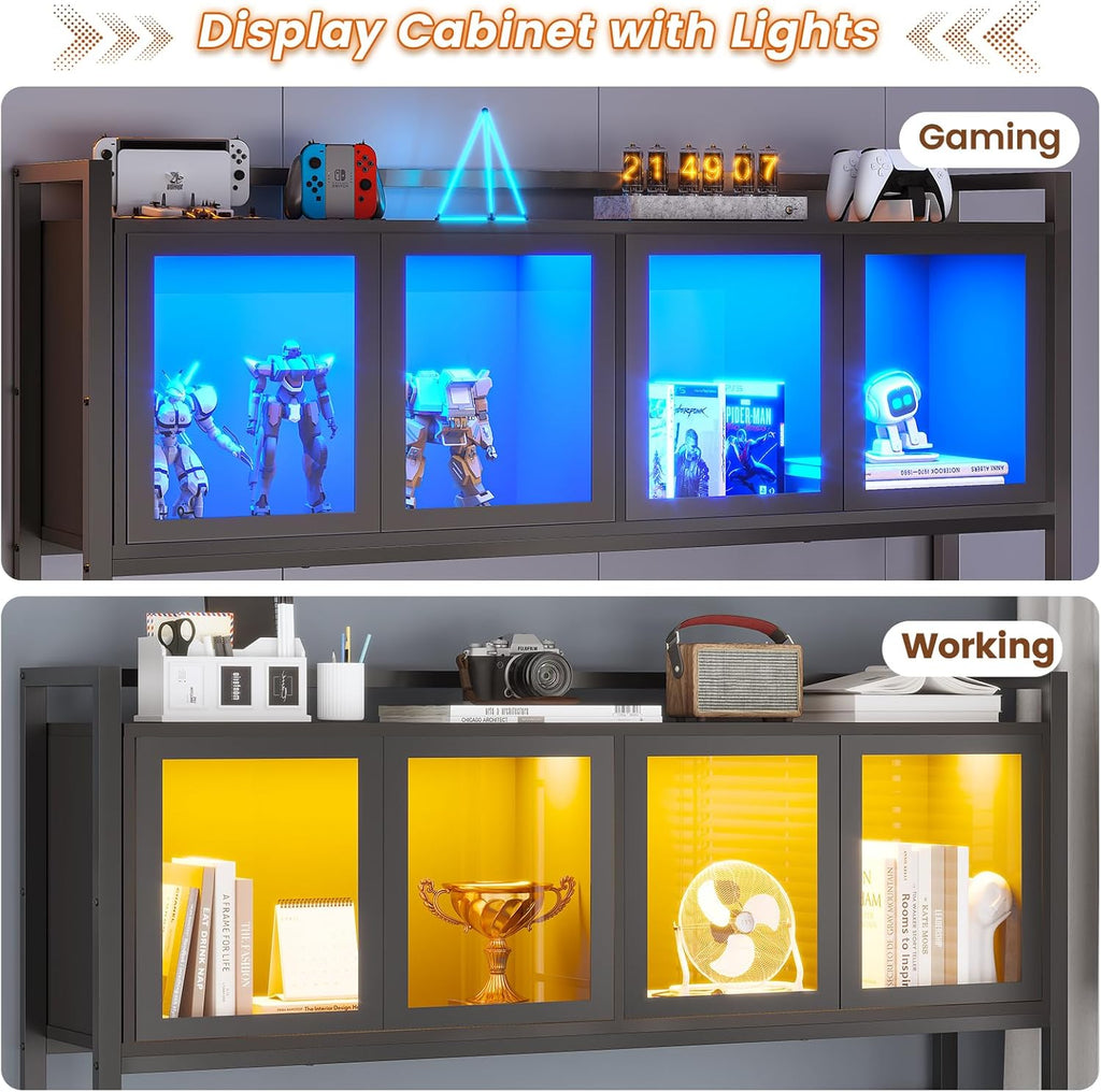 L Shaped Gaming Corner Desk with Drawers, Hutch and Storage Shelves | Reversible Computer Desk, Gaming Desk with