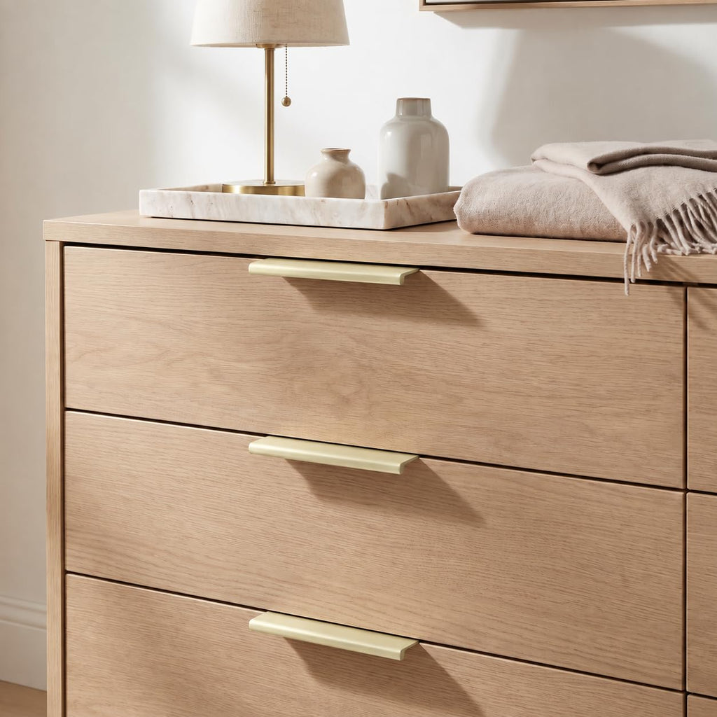 2 Pack 6 inch(152mm) Hole Center Brushed Gold Finger Edge Pulls Drawer pulls Matte Gold Finger Edge Pull Solid Zinc