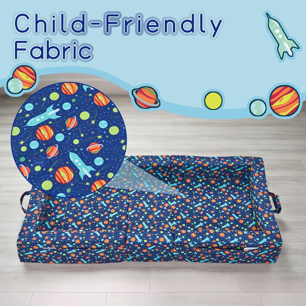 Toddler Travel Bed, Foldable Kid Floor Bed with Washable Cover