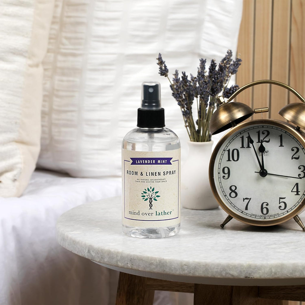 Lavender Mint Linen Spray & Pillow Mist - Natural Room Spray w/Pure Lavender Essential Oil Blend, Bedding & Sheet - Set of 8