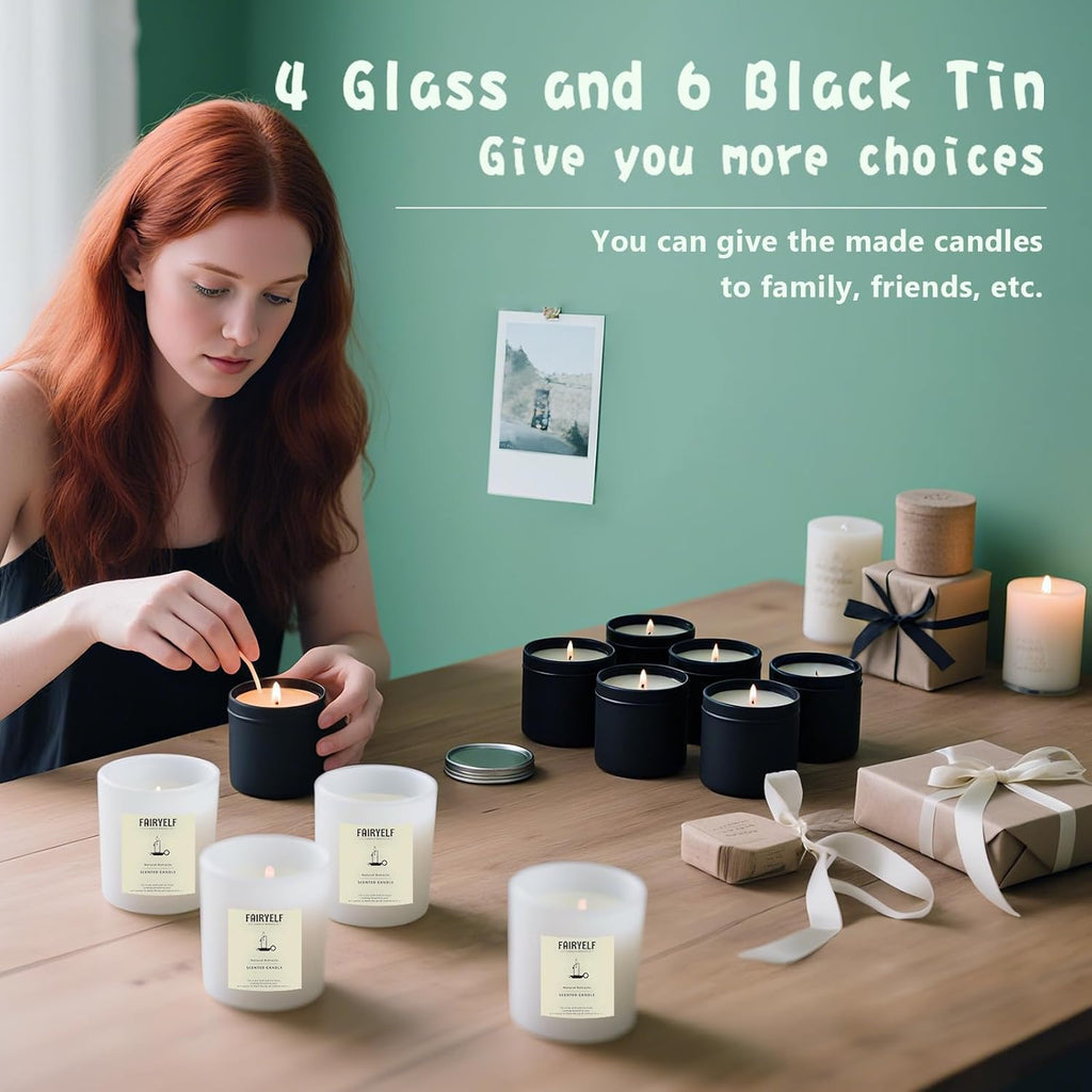 Soy Candle Making Kit for Adults & Hot Plate, DIY Starter Supplies | Includes Glass Jars, Tins, Scents, Soy Wax, 3D