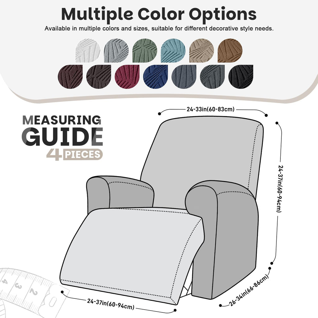 Stretch Recliner Chair Covers, 4-Pieces Slipcover, Chocolate