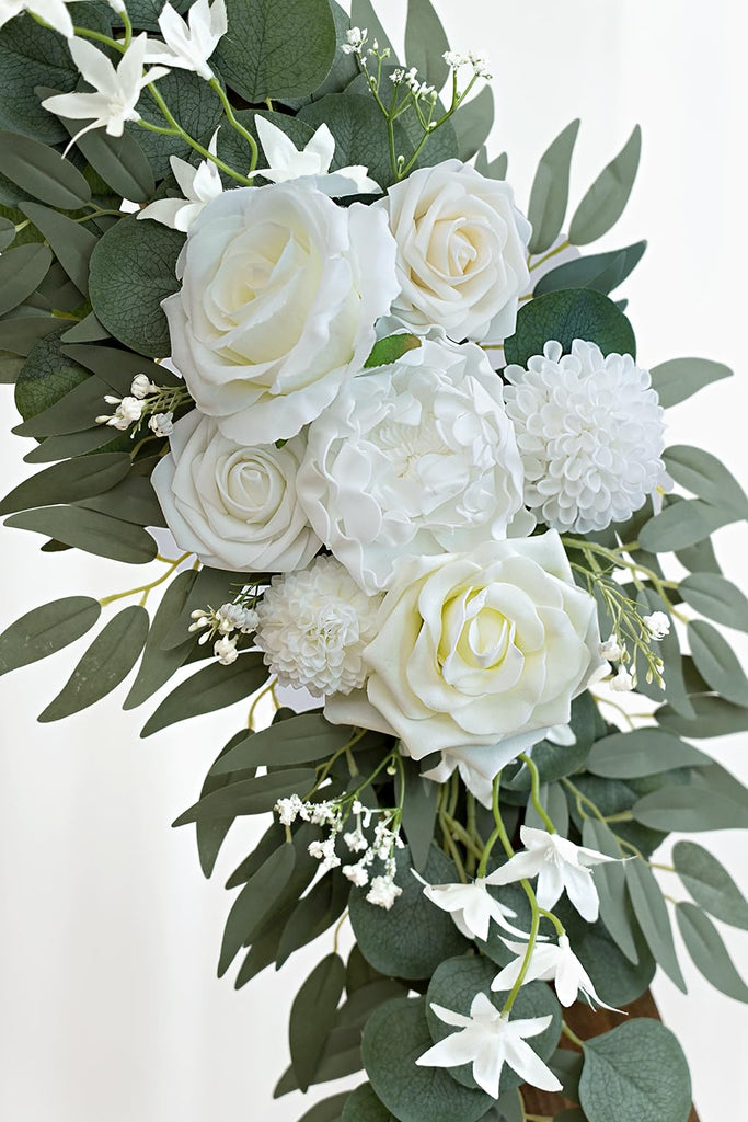 Artificial White Wedding Arch Flowers Set of 2
