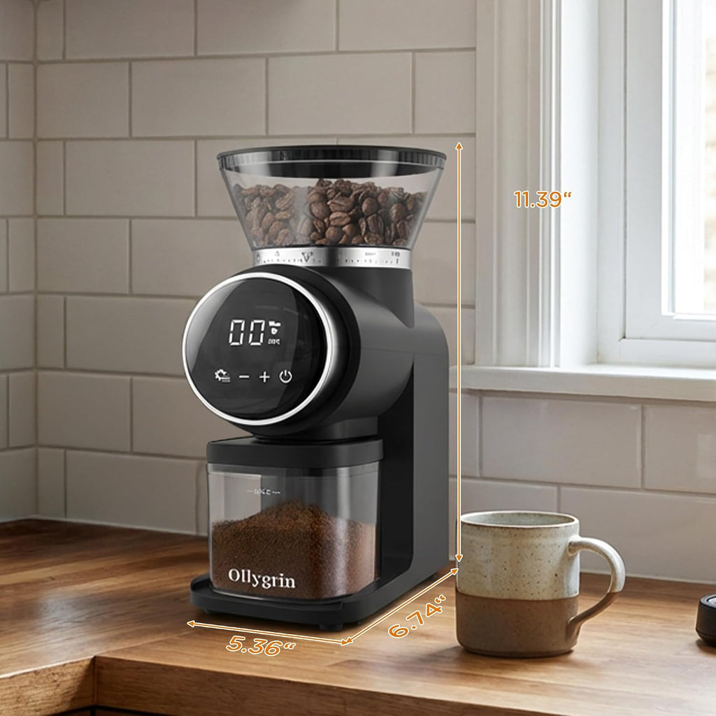 Conical Burr Coffee Grinder Electric, Touch Panel Burr Coffee Grinder with 30 Precise Settings, Compact Coffee Bean