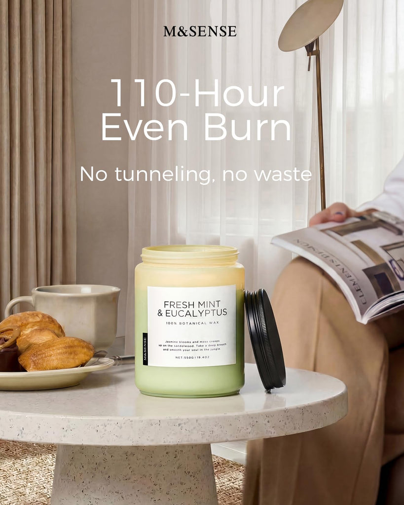 Eucalyptus & Mint Scented Jar Candle, Large 19.4oz Natural Soy Wax