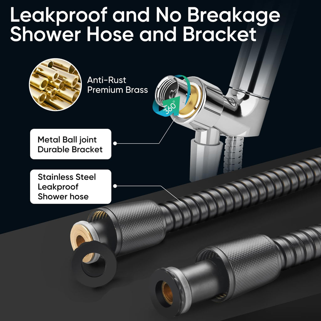 9 Spray Modes Handheld Shower Head, Water-Saving, Matte Black