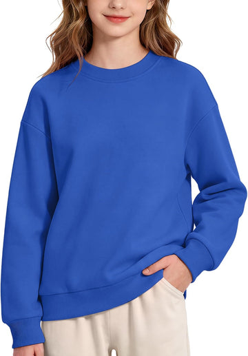 Girls Oversized Sweatshirt Drop Shoulder Crewneck Fall Sweater