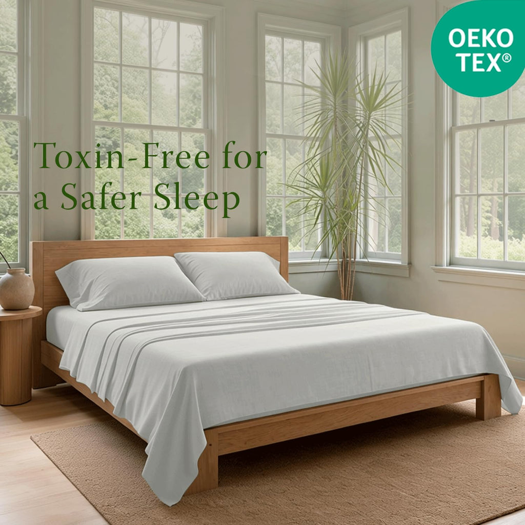 Organic Cotton Twin Sheet Set, Percale, Light Grey, 3-Piece