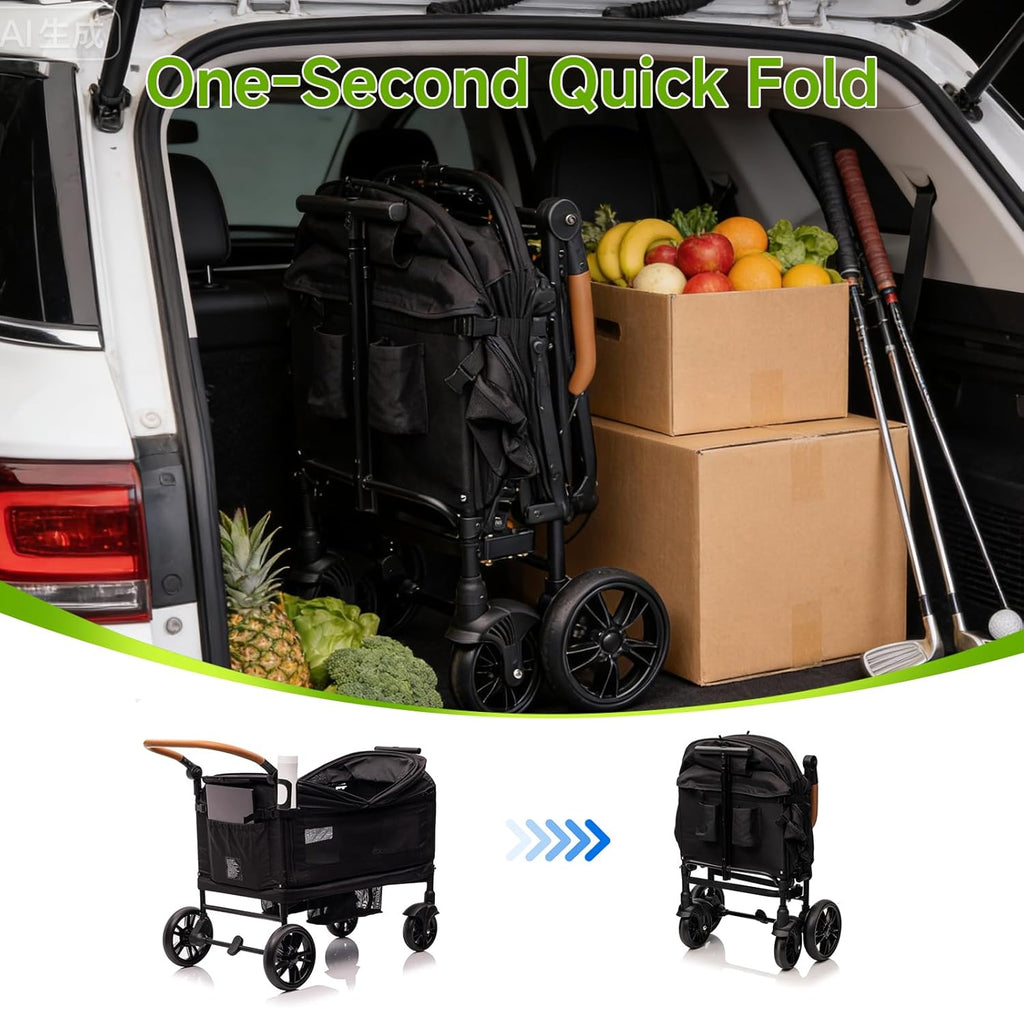 Stroller Wagon for 2 Kids,Push Pull Lightweight Travel Fold Wagon