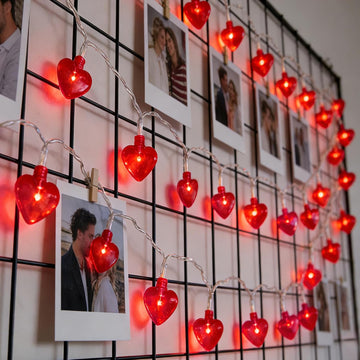 14.7ft 40LED Valentines Day Decorations String Lights, Battery Operated Heart Shape Hanging Garland Valentine's Day - Set of 40
