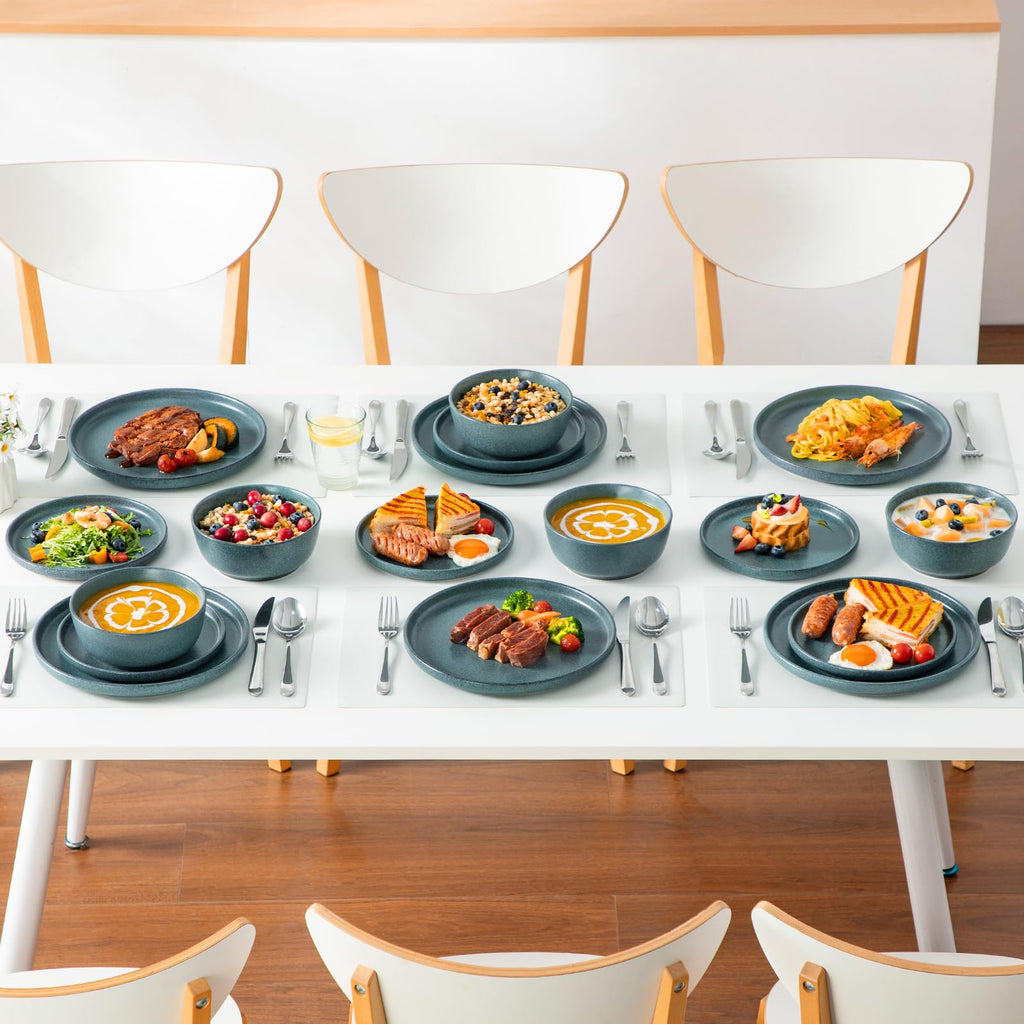 Plates and Bowls Sets, 24 Pieces Stoneware Dinnerware Set for 8, Ceramic Dish Set , Microwave and Dishwasher Safe