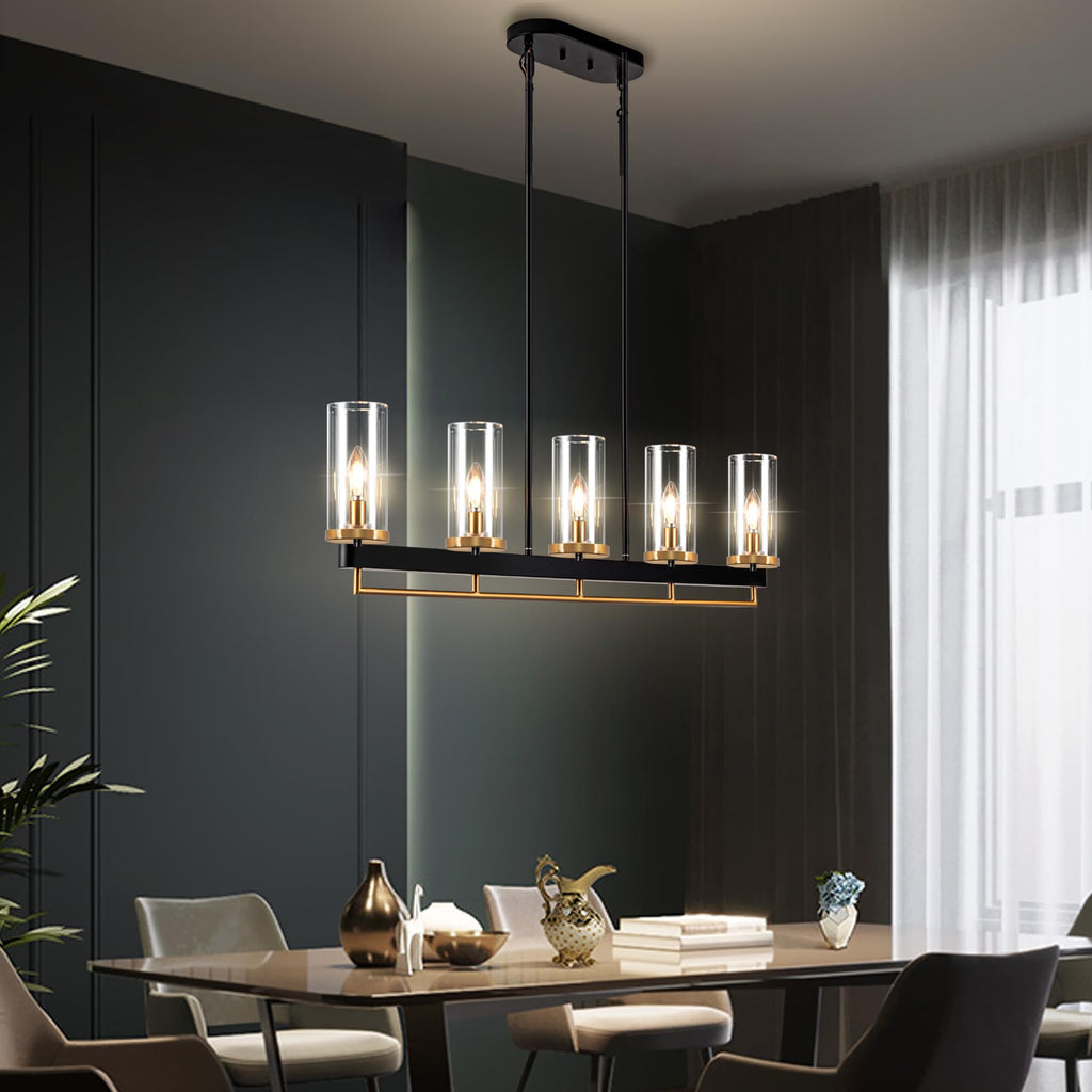 Dining Room Light Fixture 5 Light Linear Modern Chandeliers