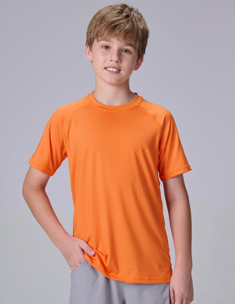 3 Pack Youth Boys Short Sleeve Rash Guard Swim Shirts