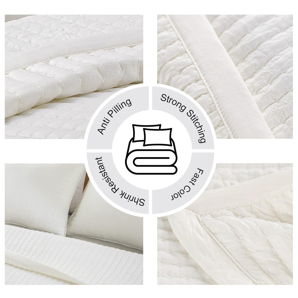 Oversized King Quilt Set 112 x 106 in, Lightweight, Cream White