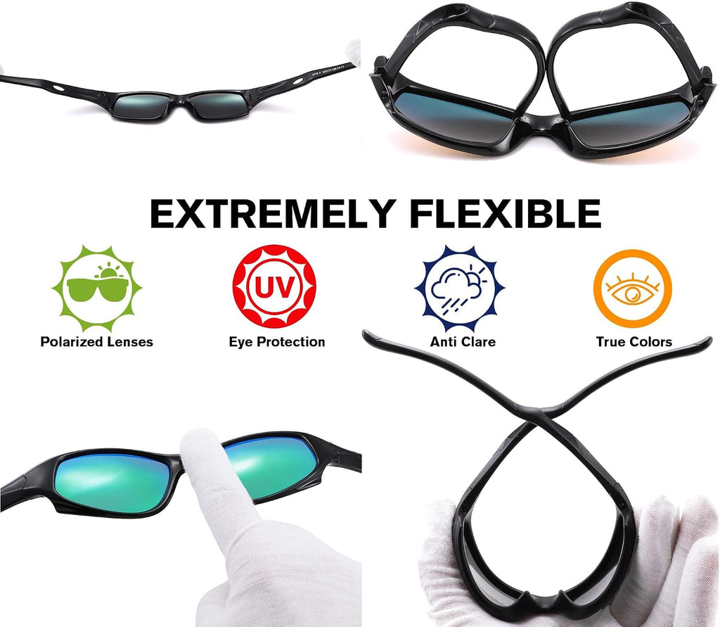 Kids Sunglasses for Boys Girls, Polarized Sports Youth Sunglasses with Strap for Kids Ages Color