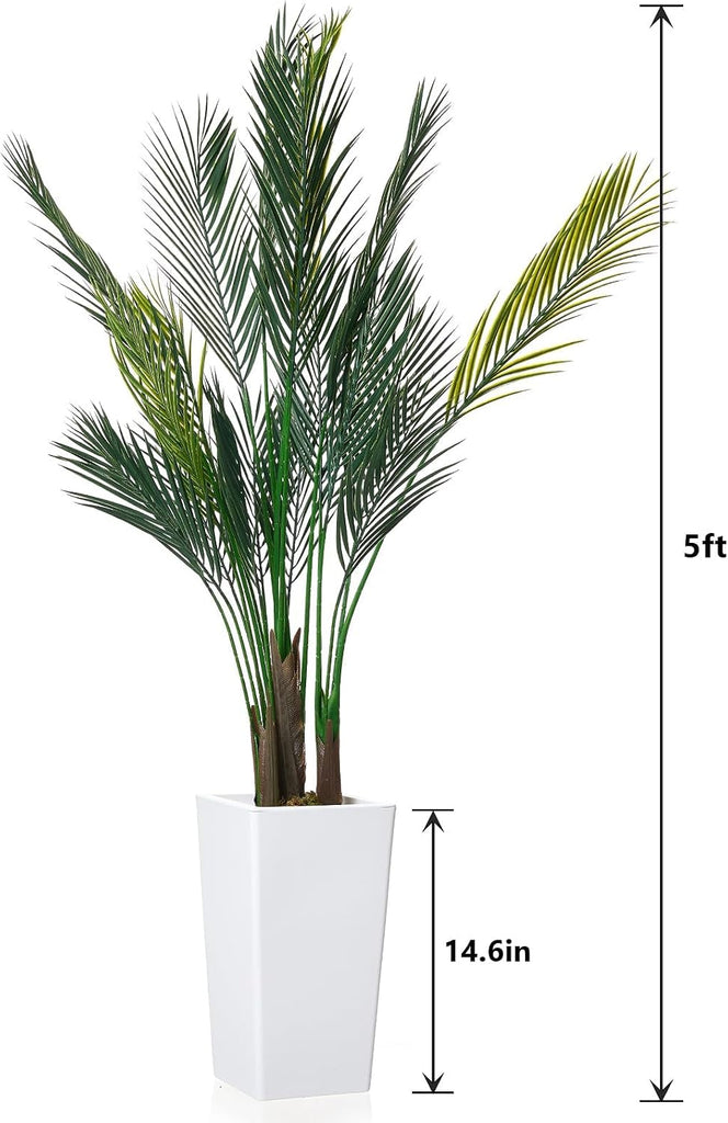 5FT Artificial Artificial Areca Palm Tree with Pot, Fake Tree in Planter