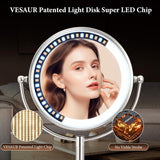 Professional 8.5" Large Lighted Makeup Mirror with Brighter Lights, 1X/10X True HD Magnifying Mirror with 3 Color
