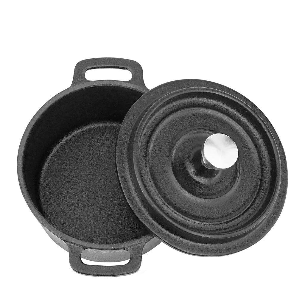 Mini Cocotte 16 oz Pre-Seasoned Mini Dutch Oven 0.5 qt. Cast Iron Garlic Roaster for Oven Garlic Confit Pot Ramekins